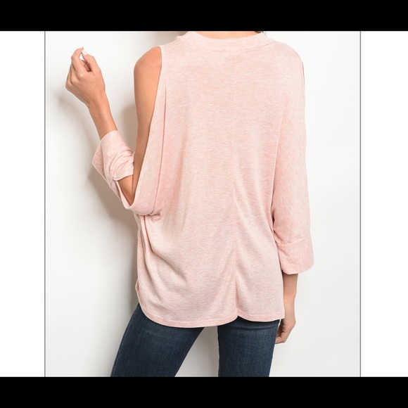 New Blush Top cold shoulder jersey choker neck - Picture 4 of 4